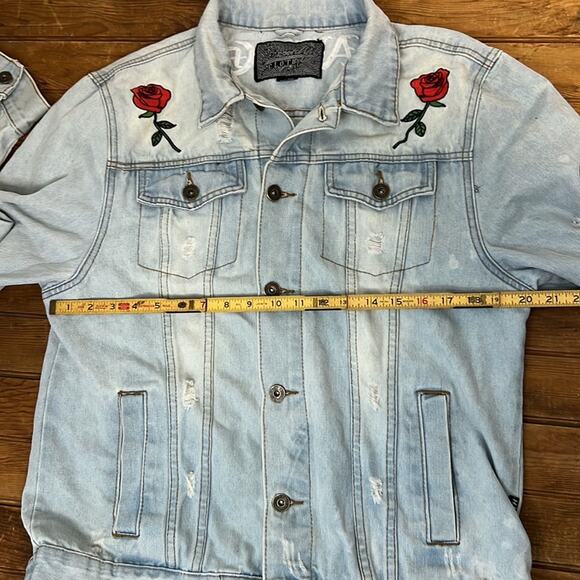 Vintage Brooklyn Cloth Y2K distressed denim jean jacket dragon savag size xl - Picture 5 of 7